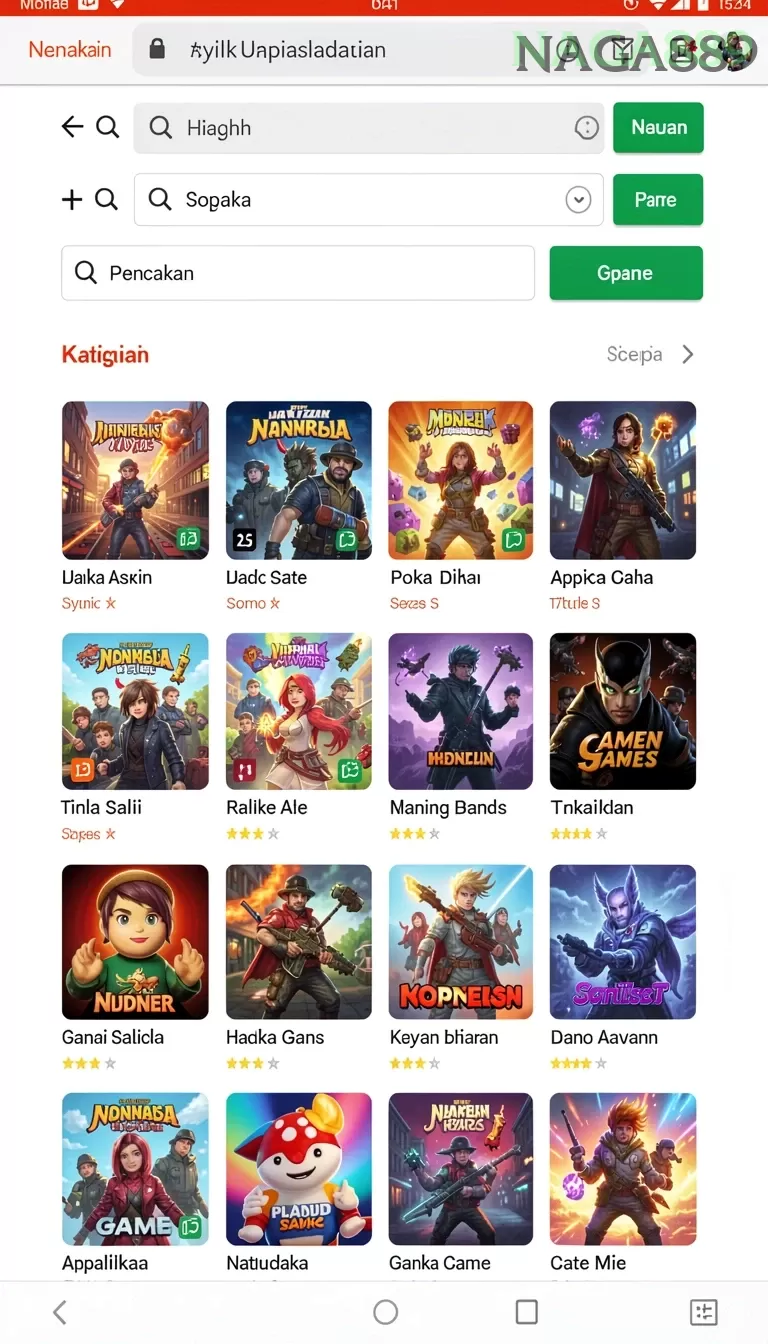 Cuplikan layar MEGA188 — menu navigasi